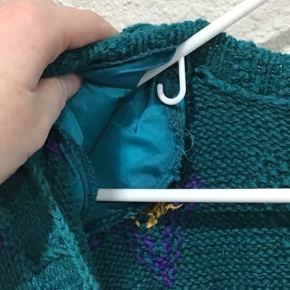 Vtg Izod Hand-Knitted Chunky Cardigan Sweater Women’s L Aztec Pattern Knitwear - Picture 5 of 5